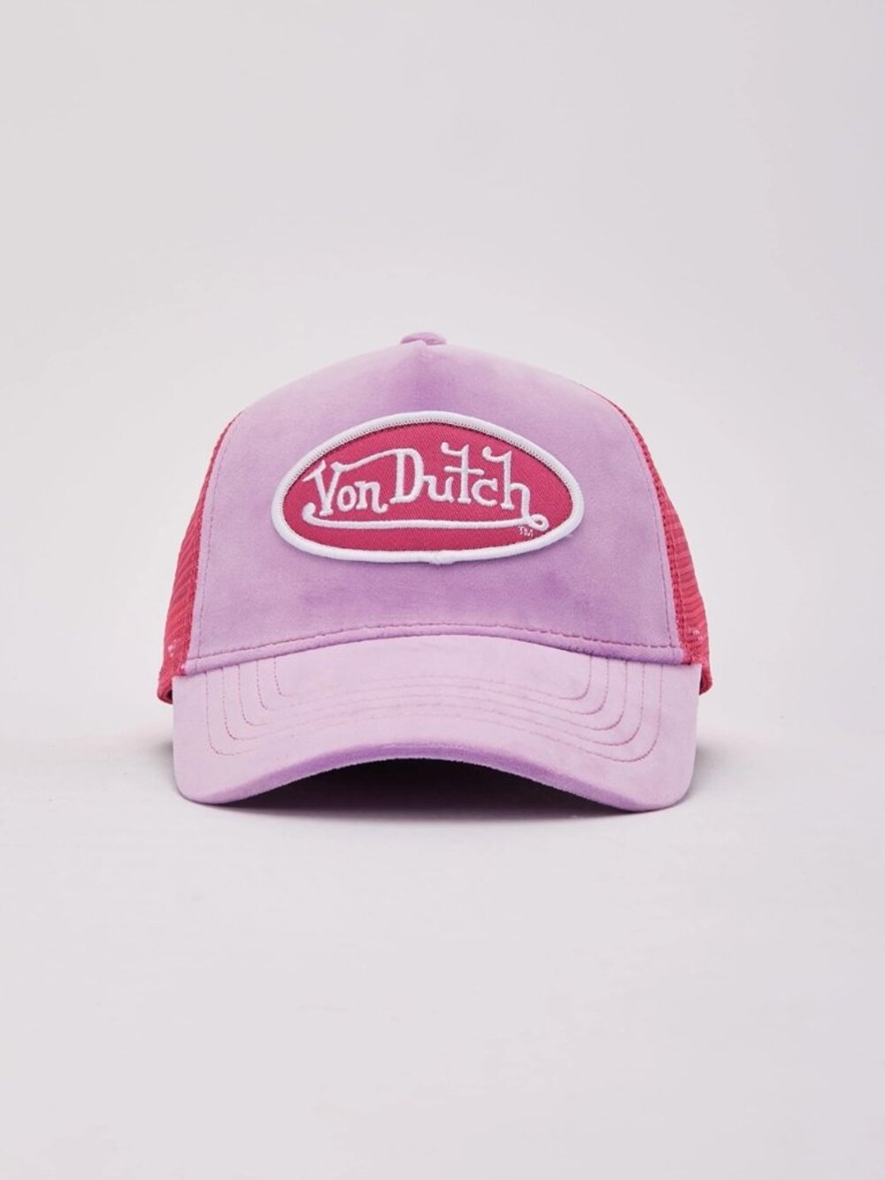 BNWT AUTHENTIC UNISEX VON DUTCH LILAC ICE-PINK VELVET SNAPBACK TRUCKER HAT OSFM